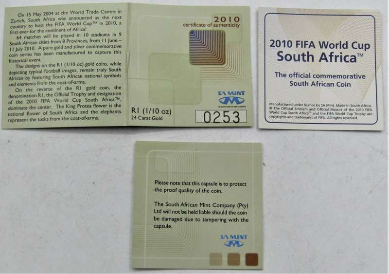FIFA 2010 1/10 Ounce 999.9 FINE GOLD R1  with Original box and COA