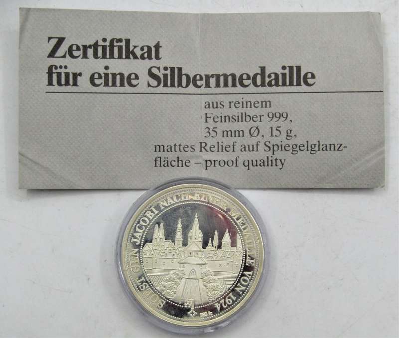 Beautiful Fine Silver German commemorative Proof medallion 15 grams 999 BOX +COA
