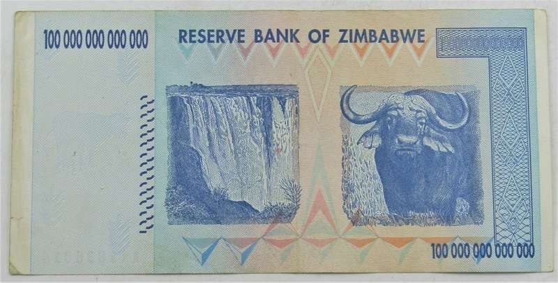Zimbabwe 100 Trillion Dollars  - Zim's largest ever denomination  bank note