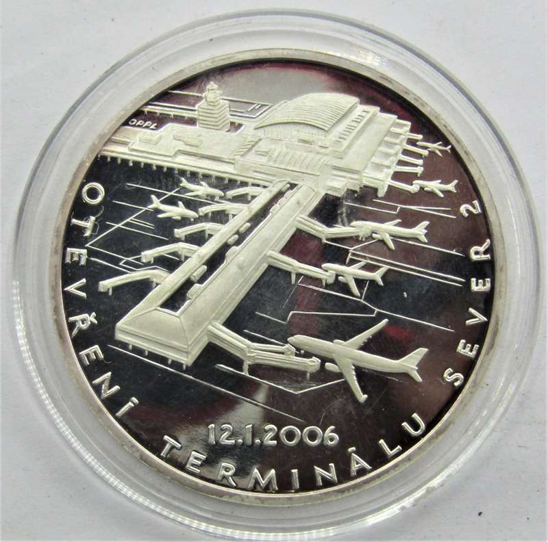 Large Silver Proof 999 Medallion 42 grams +Box+COA  "Prague Airport" ONLY 300  MINTED!!!