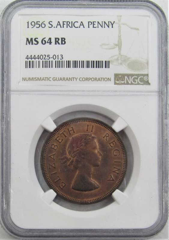1956 Union of South Africa Penny NGC Graded MS64RB