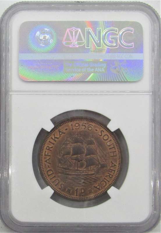 1956 Union of South Africa Penny NGC Graded MS64RB
