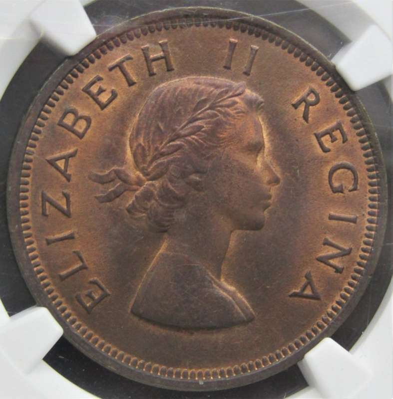 1956 Union of South Africa Penny NGC Graded MS64RB