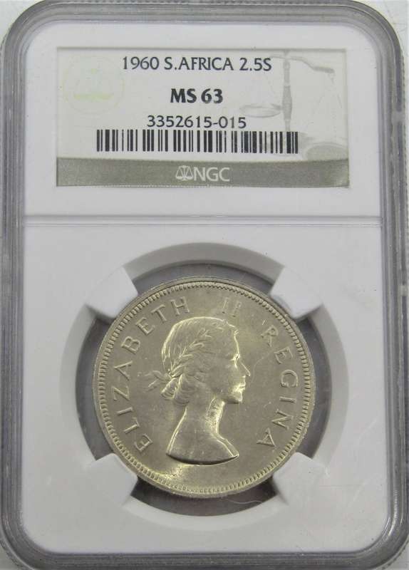1960 Union of South Africa 2 1/2  Shillings NGC Graded MS63