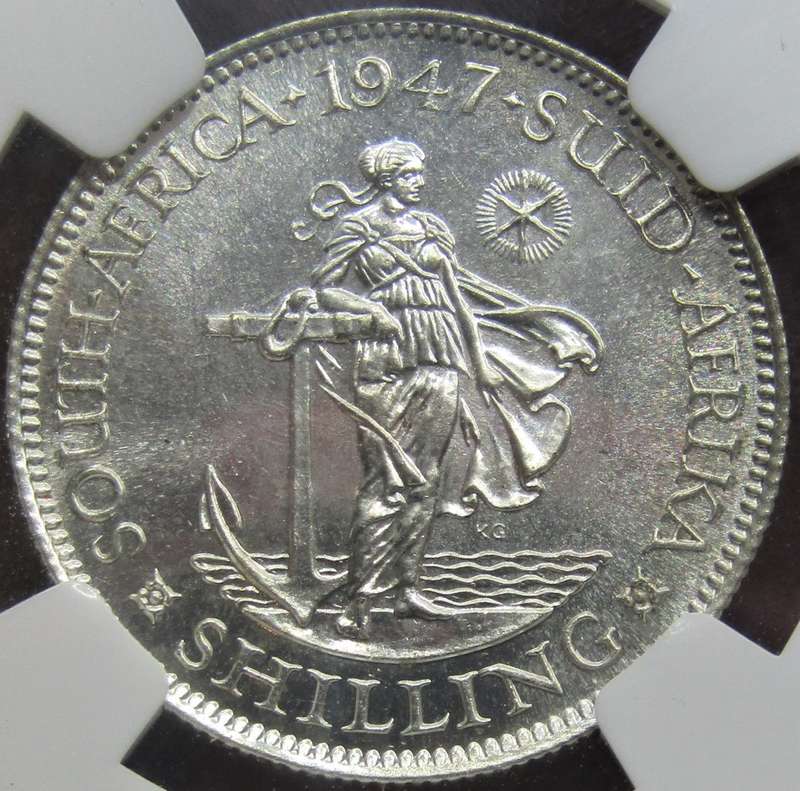 1947 Union of South Africa  Shilling  NGC Graded PF63