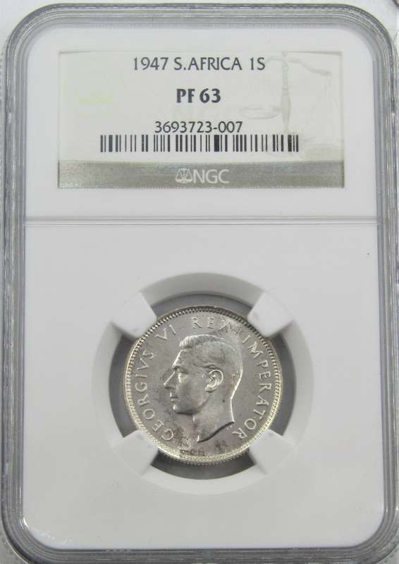 1947 Union of South Africa  Shilling  NGC Graded PF63