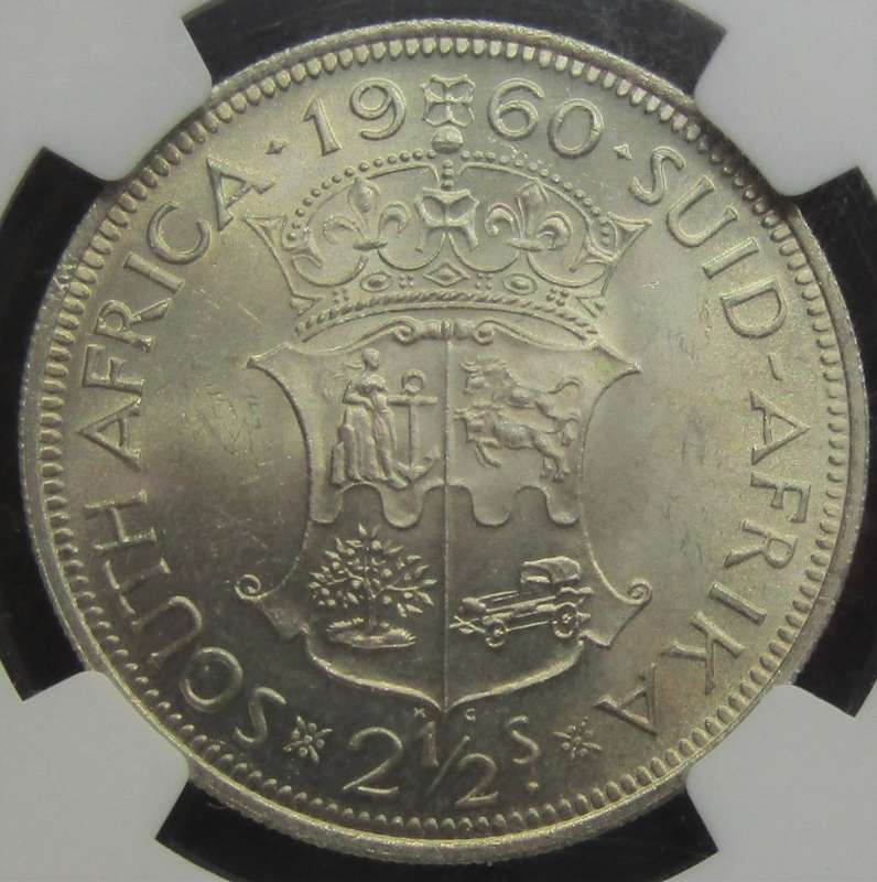 1960 Union of South Africa 2 1/2  Shillings NGC Graded MS63