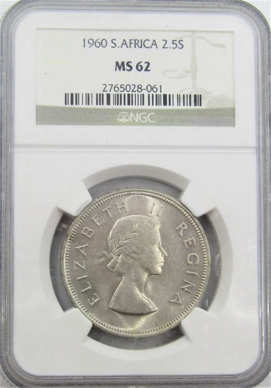 1960 Union of South Africa 2 1/2  Shillings NGC Graded MS62