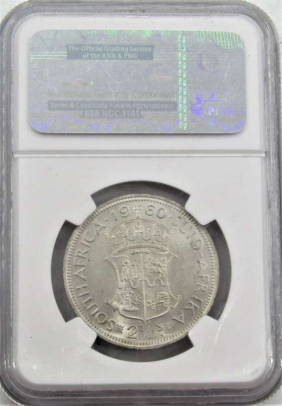 1960 Union of South Africa 2 1/2  Shillings NGC Graded MS62