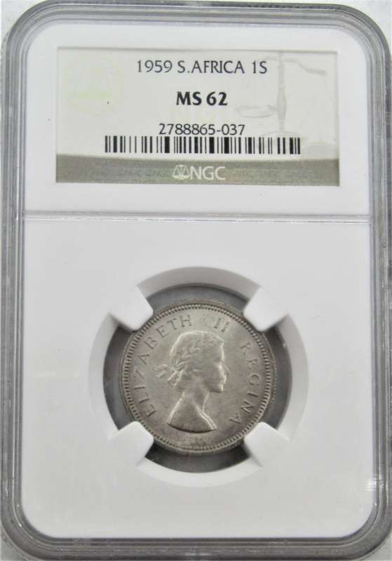 1959 Union of South Africa Shilling NGC Graded MS62