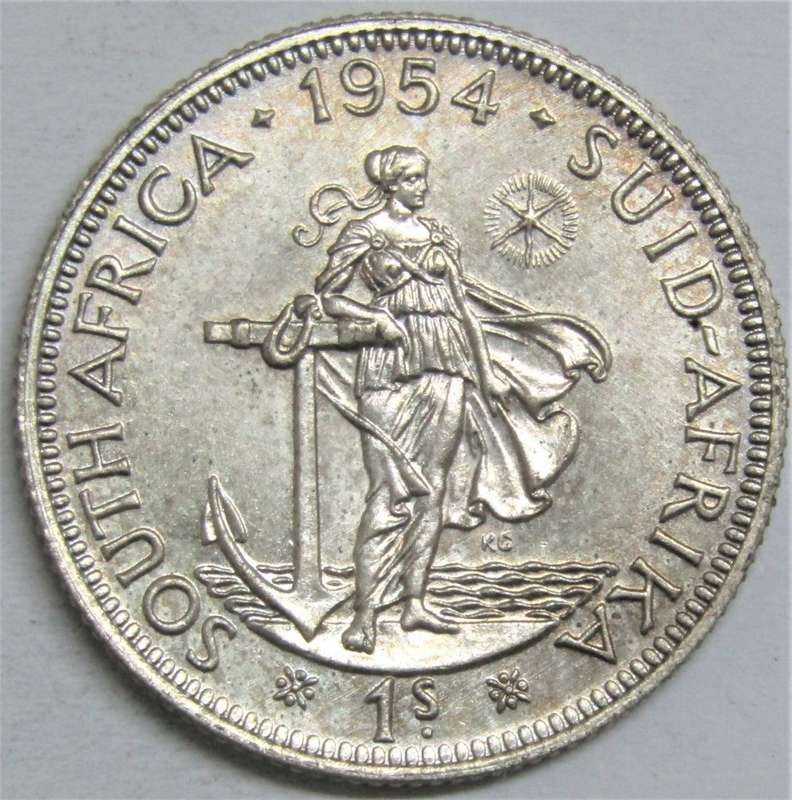 1954 Union of South Africa Shilling "Mint State"