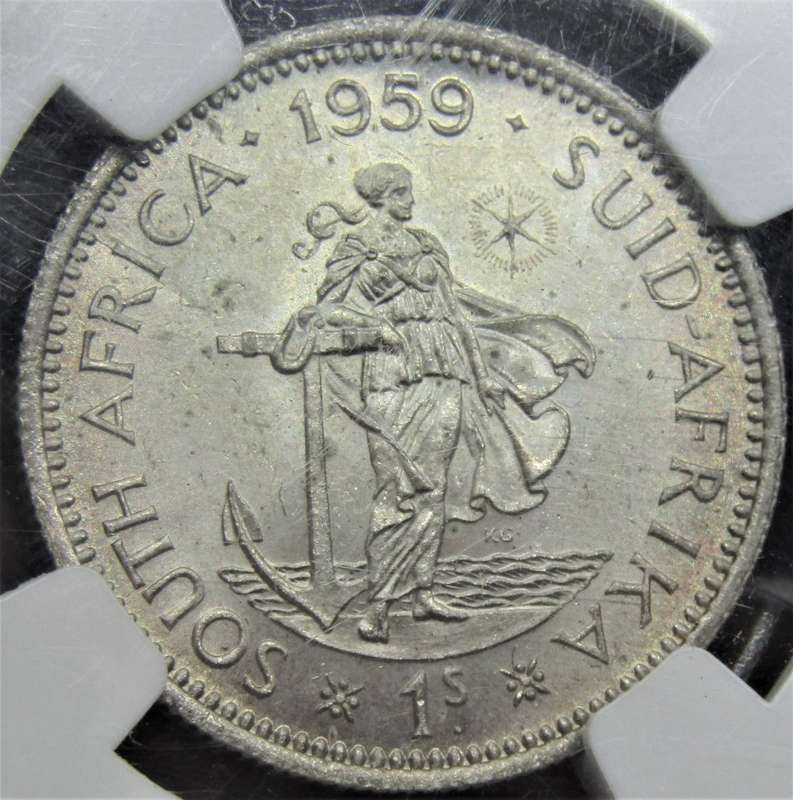 1959 Union of South Africa Shilling NGC Graded MS62