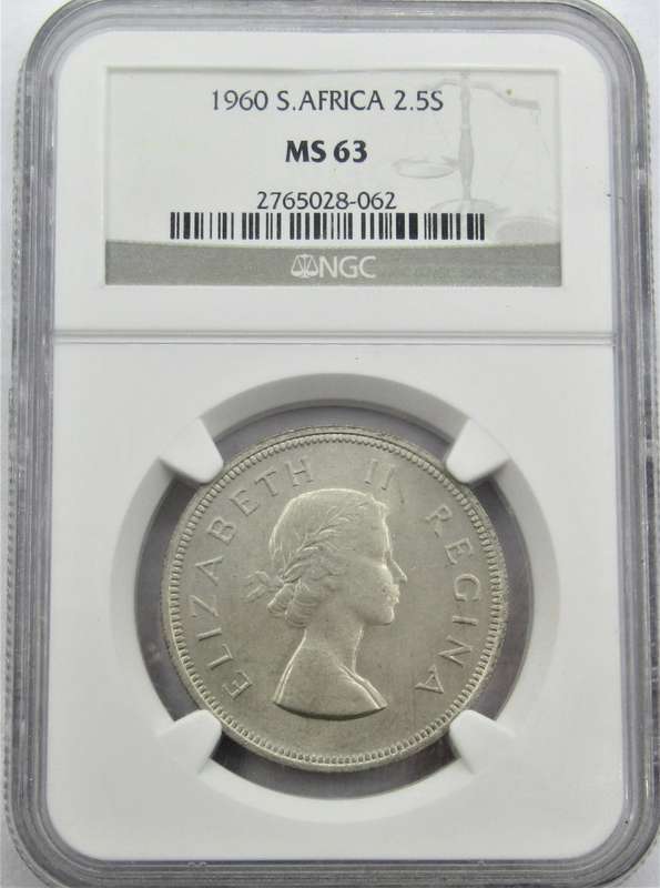 1960 Union of South Africa 2 1/2  Shillings NGC Graded MS63