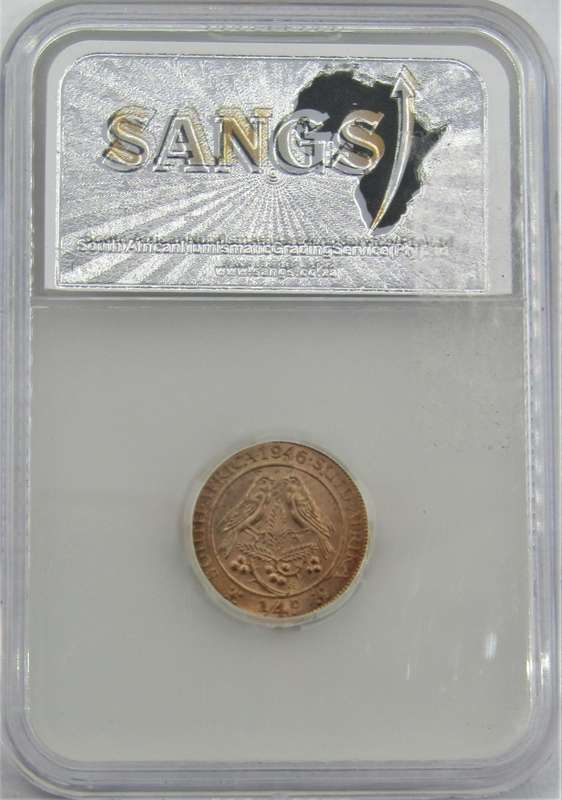 1946 Union of South Africa 1/4 Penny  SANGS Graded MS64 RED