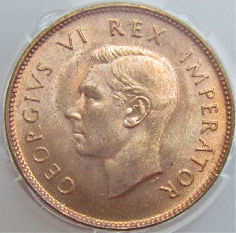 1946 Union of South Africa 1/4 Penny  SANGS Graded MS64 RED