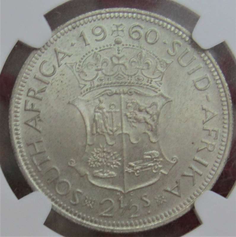 1960 Union of South Africa 2 1/2  Shillings NGC Graded MS63