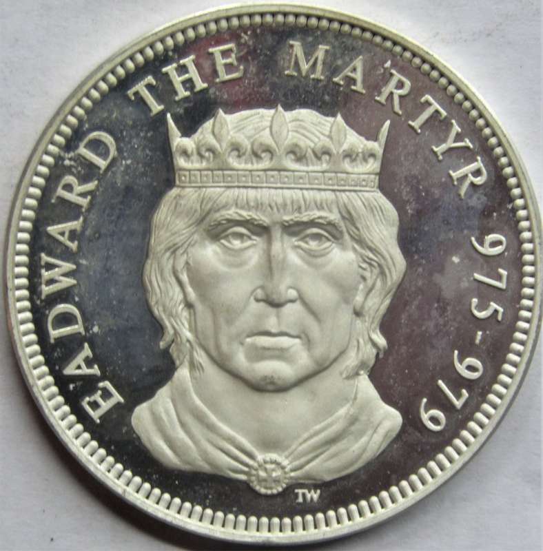 Beautiful Proof Cameo 999 Silver medallion "Edward The Martyr 975-979" 20g fine silver