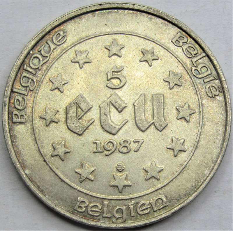 1987 BELGIUM 5 ECU SILVER Commemorative Medallion "CHARLES V 30th ANN. TREATY OF ROME"