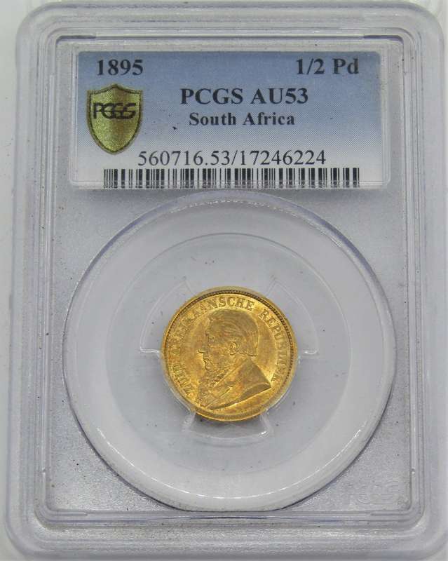1895 ZAR 1/2 Pond PCGS Graded AU53