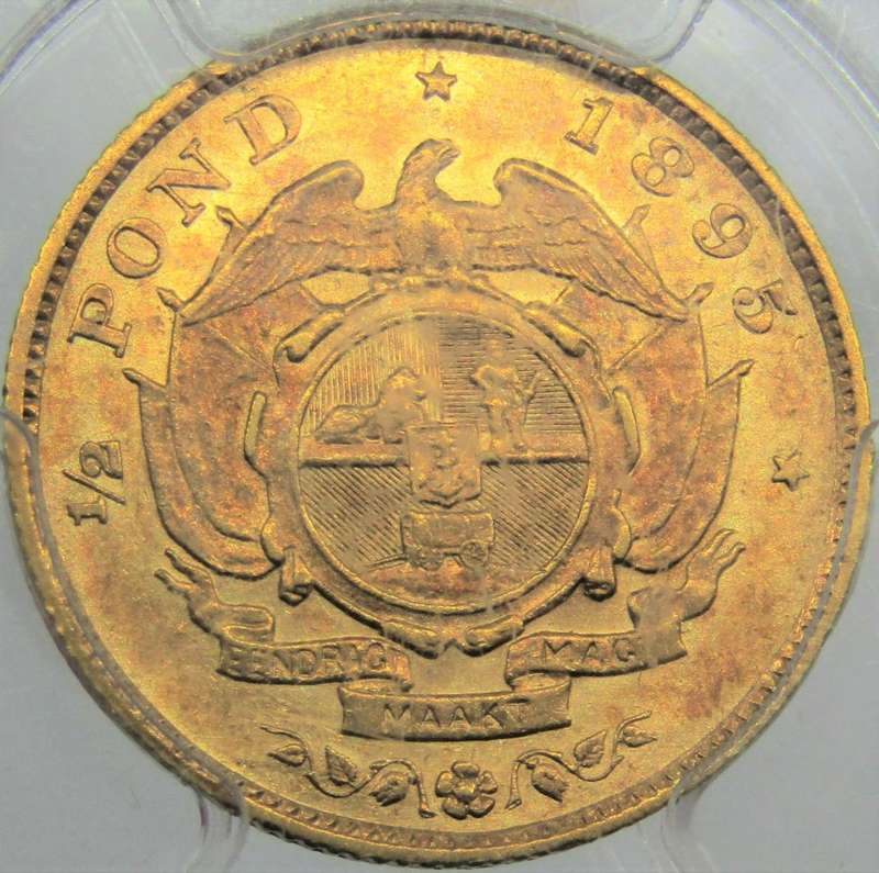 1895 ZAR 1/2 Pond PCGS Graded AU53