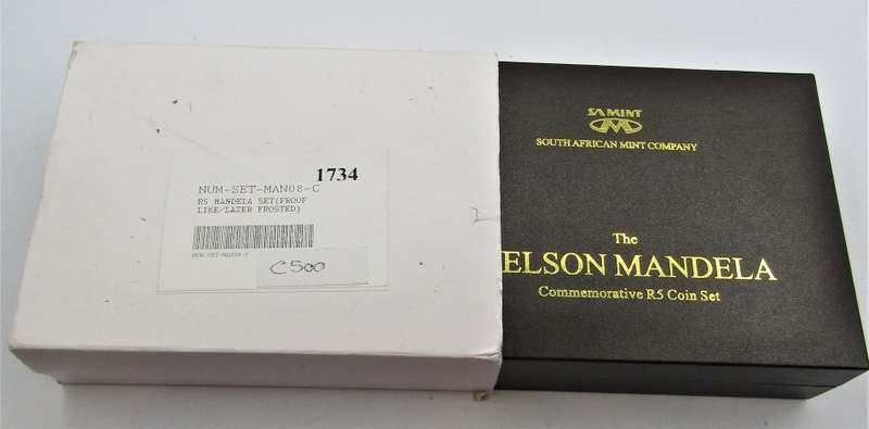 Nelson Mandela Commemorative R5 Prooflike and Lazer Frosted  Coin Set