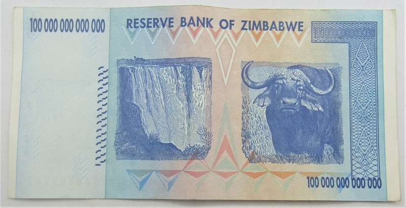 Zimbabwe 100 Trillion Dollars  - Zim's largest ever denomination  bank note