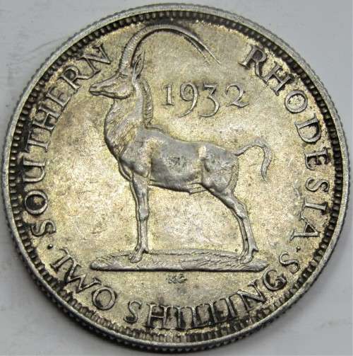 1932 Southern Rhodesia 2 Shillings-First year issue with beautiful golden fields
