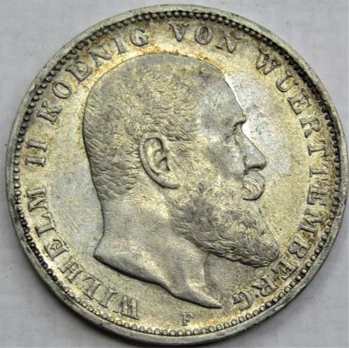 German States WÜRTTEMBERG 3 Mark 1909 A