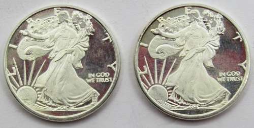 2x American Silver Eagles Cameo PROOF 1/2 Ounce 999 coins