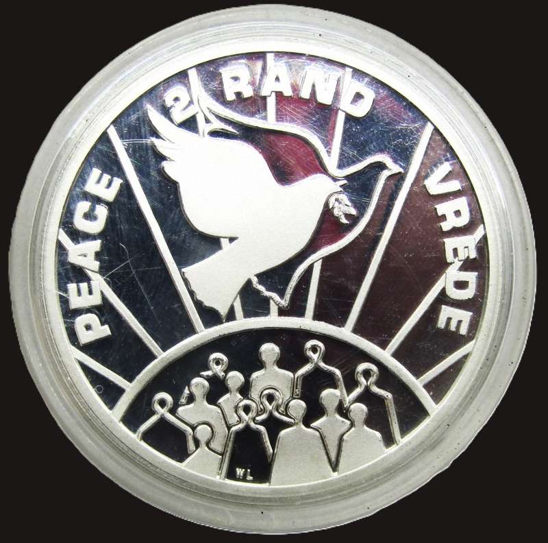 2x 1993  1 Ounce Sterling Silver Proof Peace R2 in original capsule of issue ,un opened and perfect