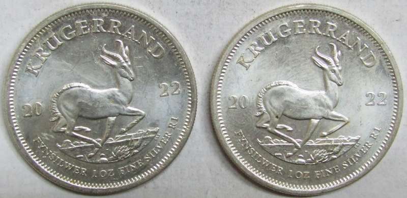 4 x 1 Ounce Silver Kruger Rands 3x2022,1 x2020-Bid is for all 4