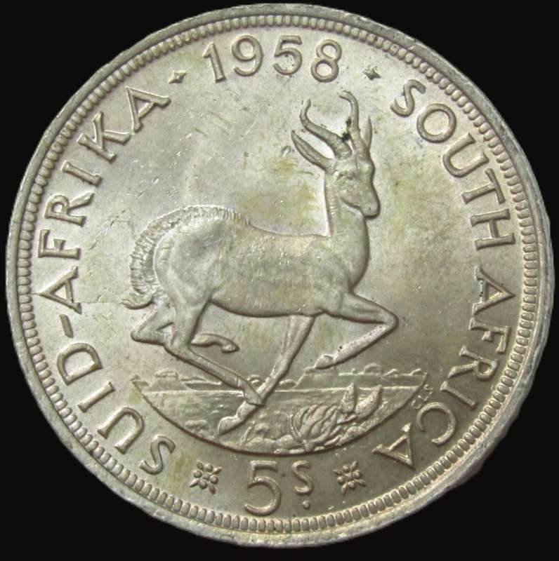 1958 Union of South Africa  5 Shillings-UNC