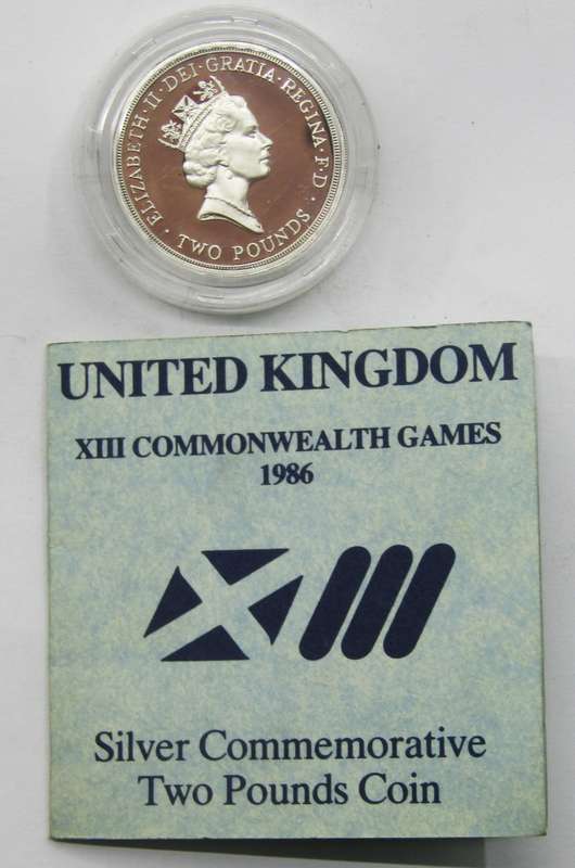 United Kingdom 1986 Sterling Silver Proof 2 Pounds encapsulated as issued with COA