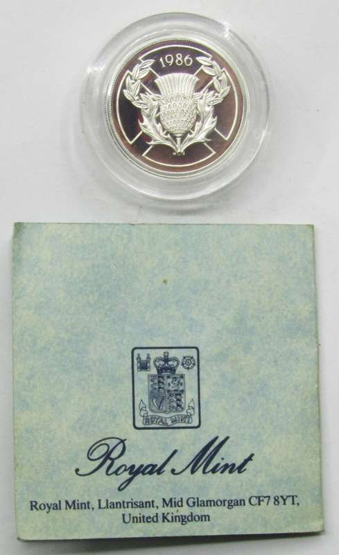 United Kingdom 1986 Sterling Silver Proof 2 Pounds encapsulated as issued with COA