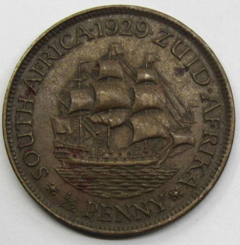 1929 Union of South Africa   Half   Penny