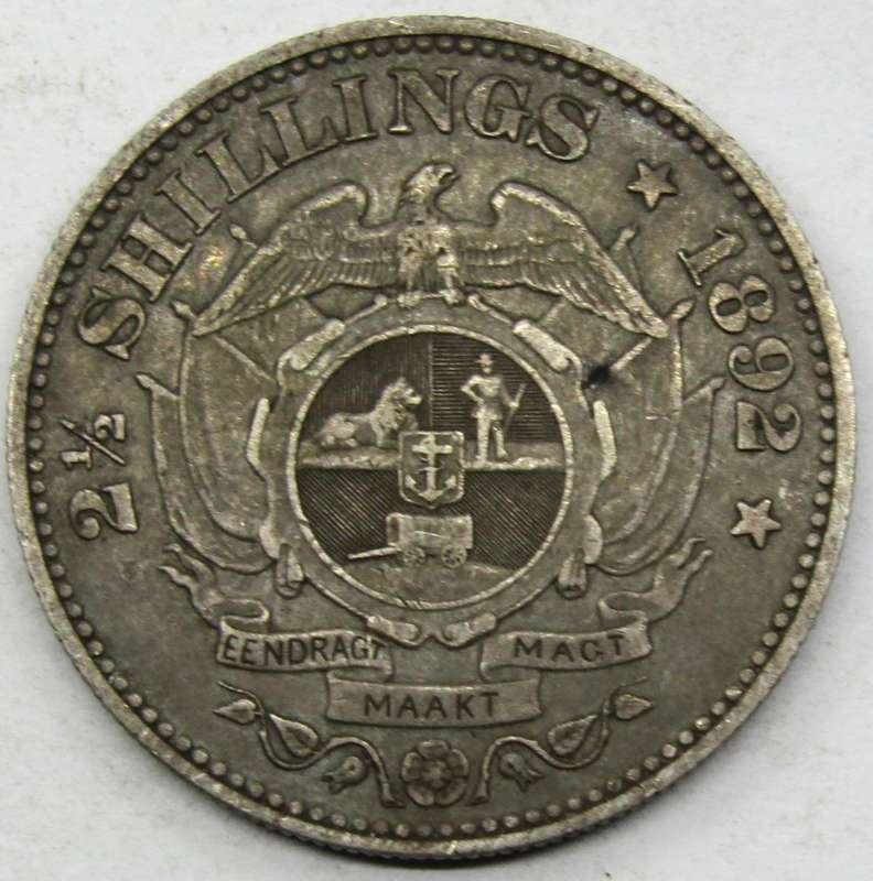 1892 ZAR  2 1/2  Shillings
