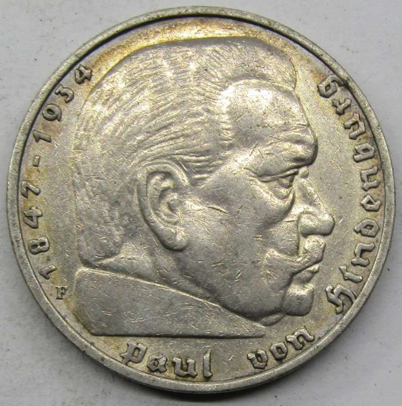 Germany - Third Reich 5 Reichsmark 1936 F