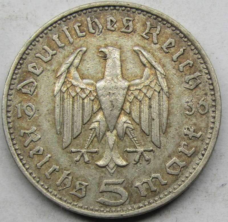 Germany - Third Reich 5 Reichsmark 1936 F