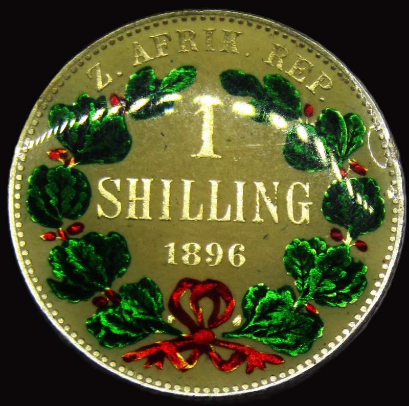 1896 ZAR Shilling beautifully enamelled