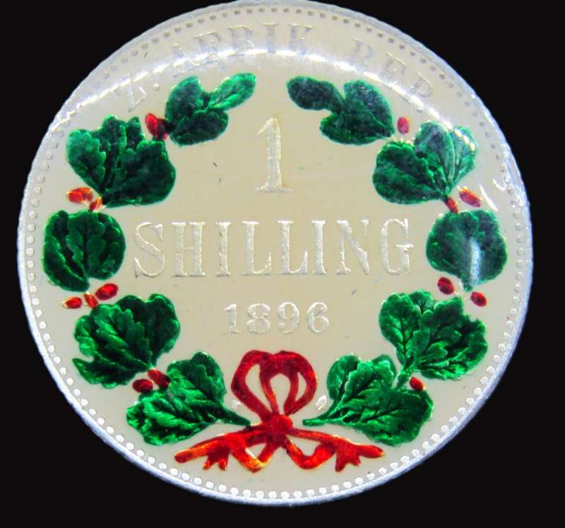 1896 ZAR Shilling beautifully enamelled