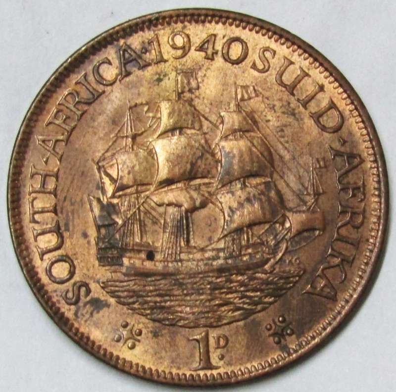 1940 Union of South Africa Penny Brilliant UNC RED