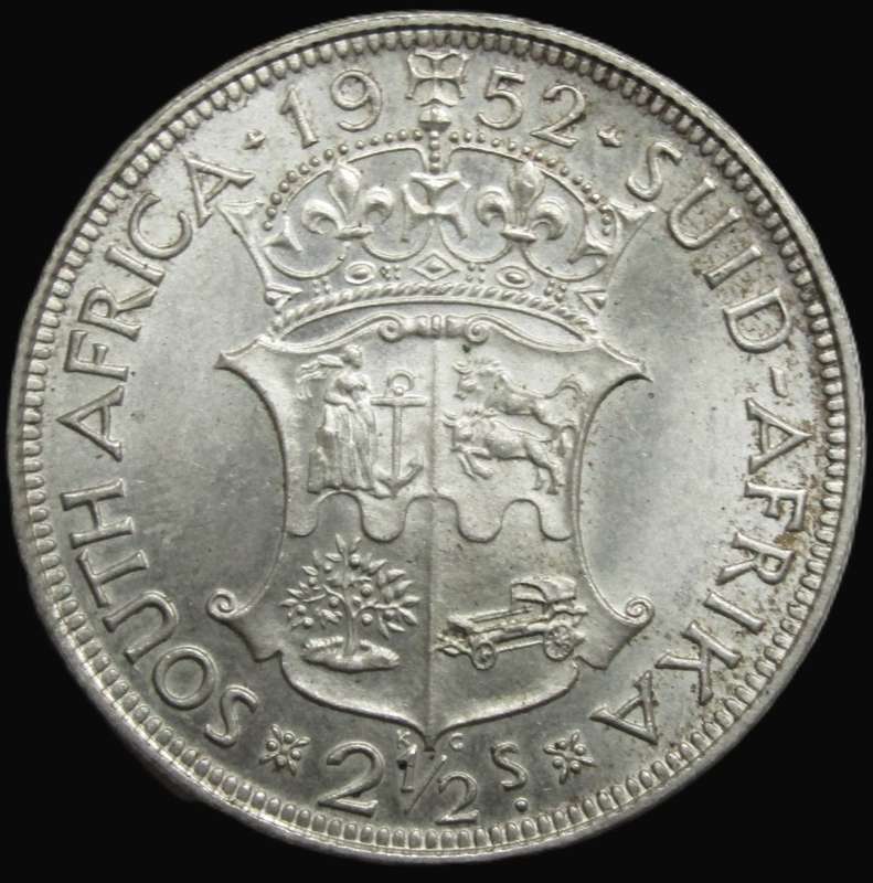 1952 Union of South Africa 2 1/2 Shillings Brilliant UNC