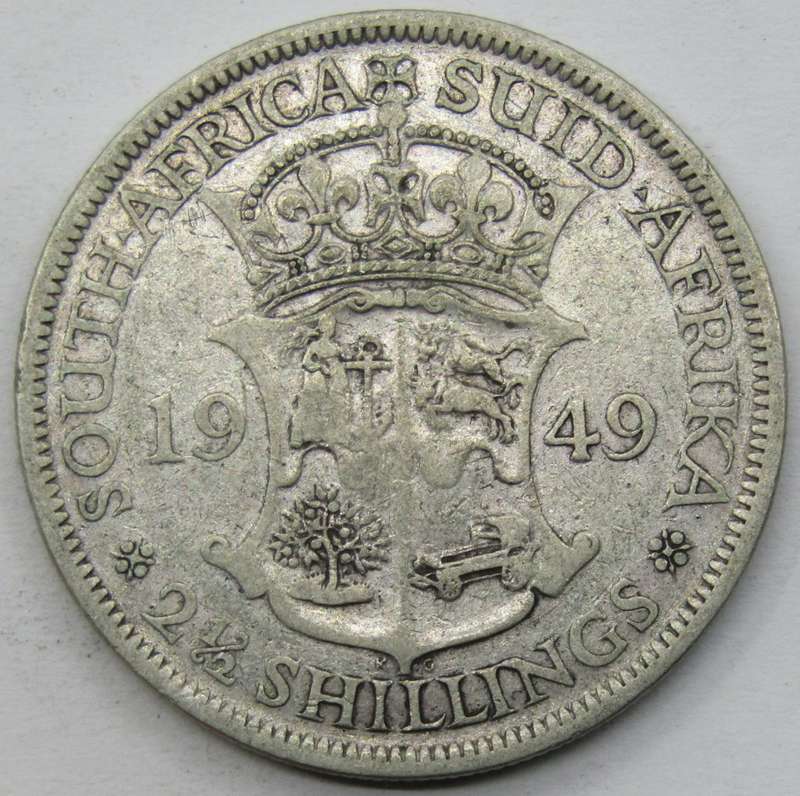 1949 Union of South Africa 2 1/2 Shillings-Super LOW mintage of 1891 coins only!