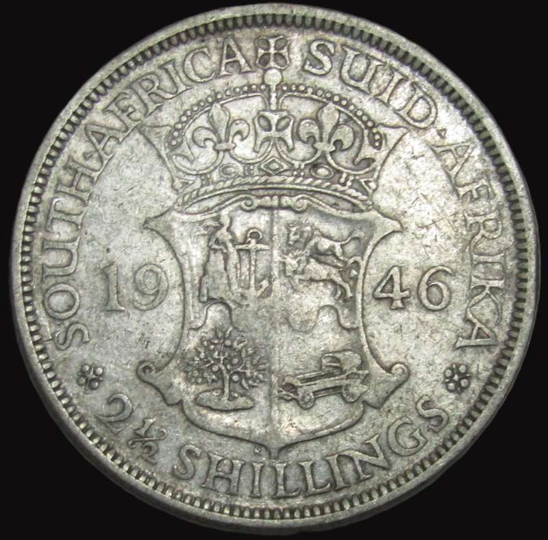 1946 Union of South Africa 2 1/2 Shillings-Mintage of 11000 coins only!