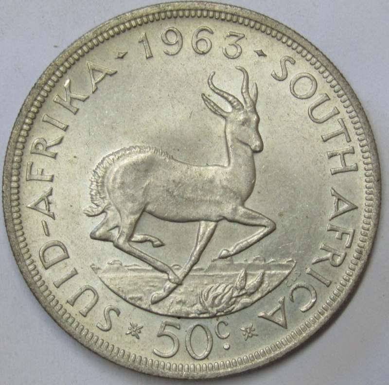1963 Republic of South Africa 50 Cents-UNC