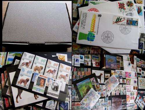 Box Lot - World STAMPS LOT covers as shown- unsorted stamps Lot on many black