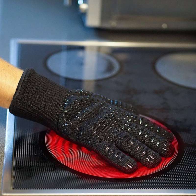 BBQ Oven Gloves - Fireproof Heat Resistant Grill Kitchen Mits for Grilling, Cooking, Baking, or Fire