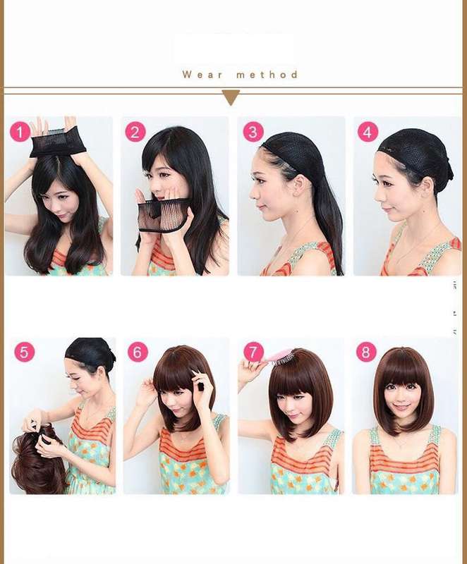 Womens' Medium Length Short Small Curly Auburn Brown Hair Wigs with Wig Cap