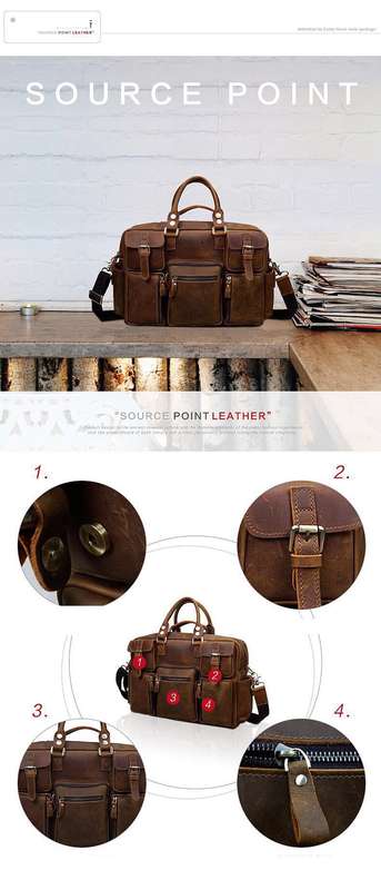 Large brown Leather bag for men messenger bag shoulder bag mens Laptop Bag