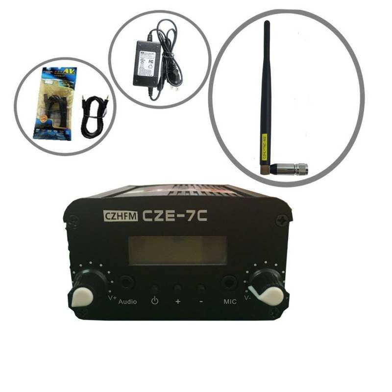 CZH CZE-7C FM 7W Transmitter Mini Radio Stereo Station PLL LCD with Antenna Kit